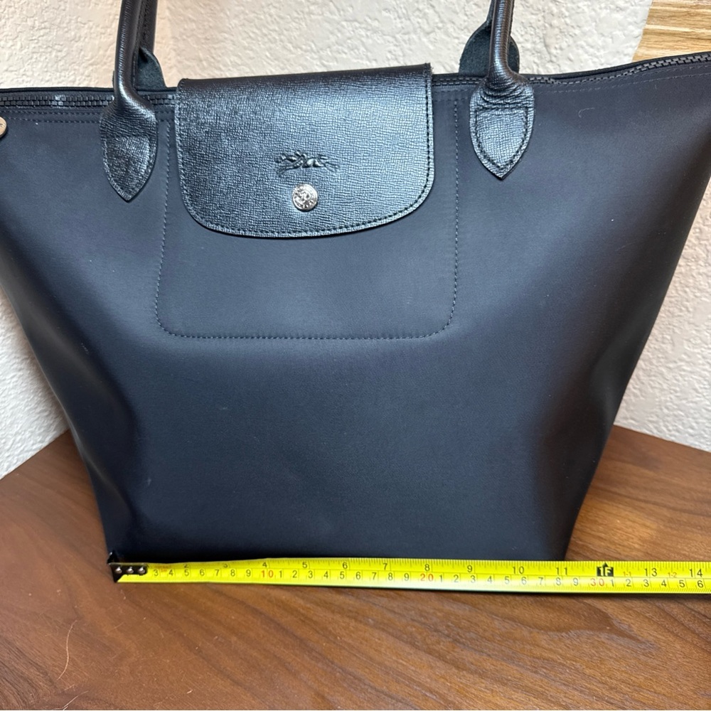 LONGCHAMP Paris Boho Large Tote Handbag In Black Color Made In France - Picture 12 of 16